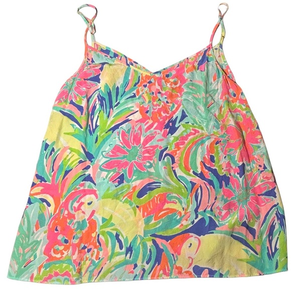 Lilly Pulitzer Zoe Silk Sleeveless Top Casa Banana , Size Large - Picture 1 of 5